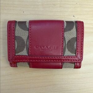 Project Item Coach Red and Tan Canvas Key Holder